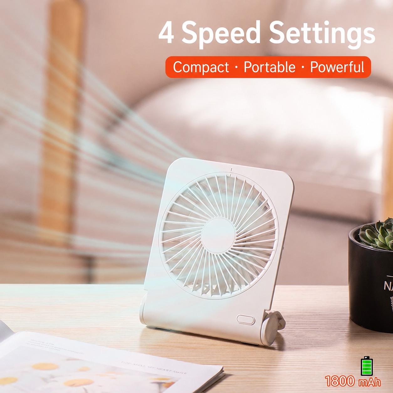 Ventilador portátil recargable N602 1800mAh – vista detallada del producto 4
