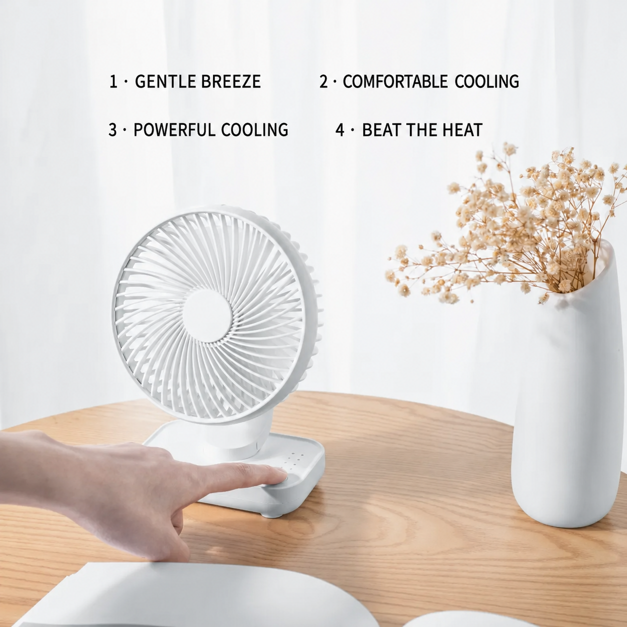 D606 compact rechargeable desktop fan – product detail view 4
