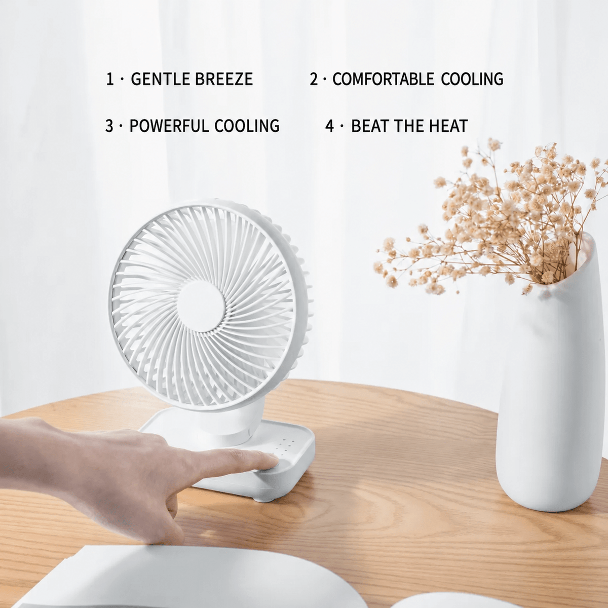 D606 compact rechargeable desktop fan – detalye ng produkto tingnan 4