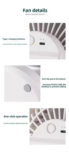 Ventilador de escritorio recargable N701 3600mAh - vista detallada del producto 4